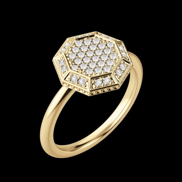 Octagon Pavé Ring - Picture 4 of 9